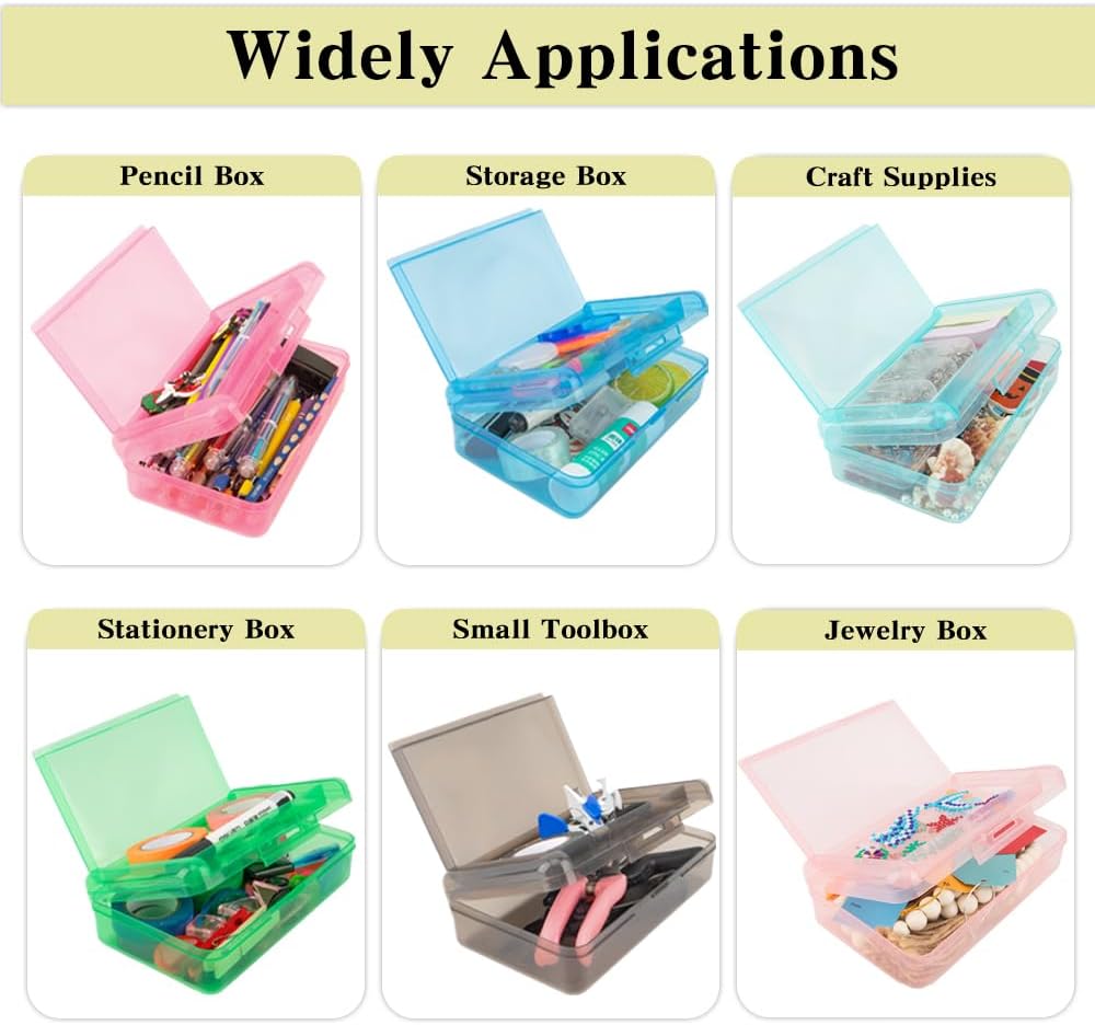 Pencil Case Box, Yellow Double Layer Large Capacity Plastic Pencil Boxs, Clear Hard Pen Case with Snap-tight Lid,Storage Art Craft Box Marker Organizer for Kids Boys Girls Offices School Supplies