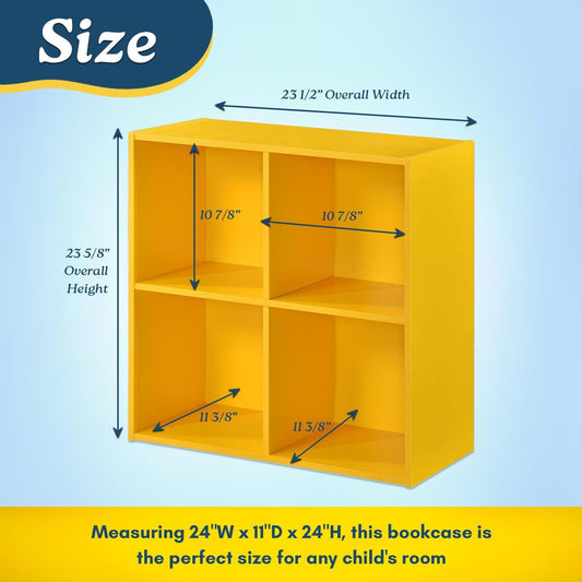 George 4-Cube Storage Organizer, 2-Tier Bookcase with Wood Shelves for Living Room, Bedroom, Nursery, or Home Office