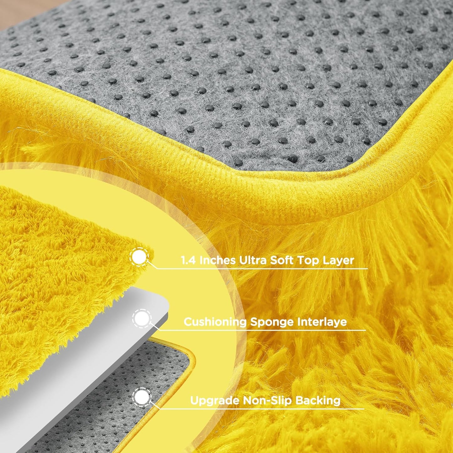 6x9 Yellow Area Rugs for Living Room, Large Fluffy Shag Rug for Bedroom Nursery, Ultra Soft Comfy, Big Fuzzy Shaggy Plush Carpet for Kids Boys Girls Teen Indoor Home Decor, Upgrade Non-Slip