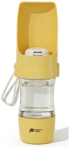 2-in-1 Portable Dog Water & Food Travel Bottle — Leak-Proof Dispenser with Bowl for Walking, Hiking & Trips, BPA-Free, All Breeds (Yellow)