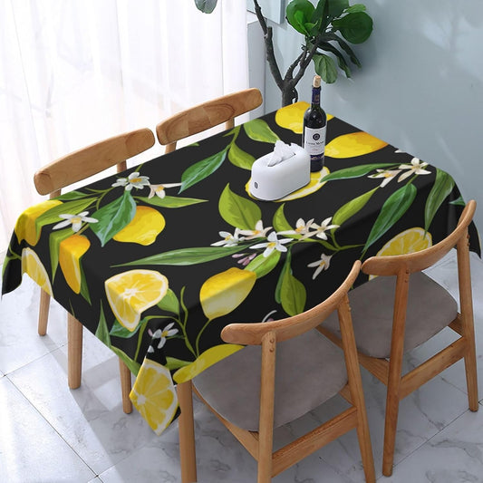Rectangle Table Cloth,Floral Pattern Lemon Fruits Background Tablecloths Stain Resistance Water Repellent Washable Table Cover Decor for Home Kitchen Dining Party Patio Indoor and Outdoor 60"x 84"
