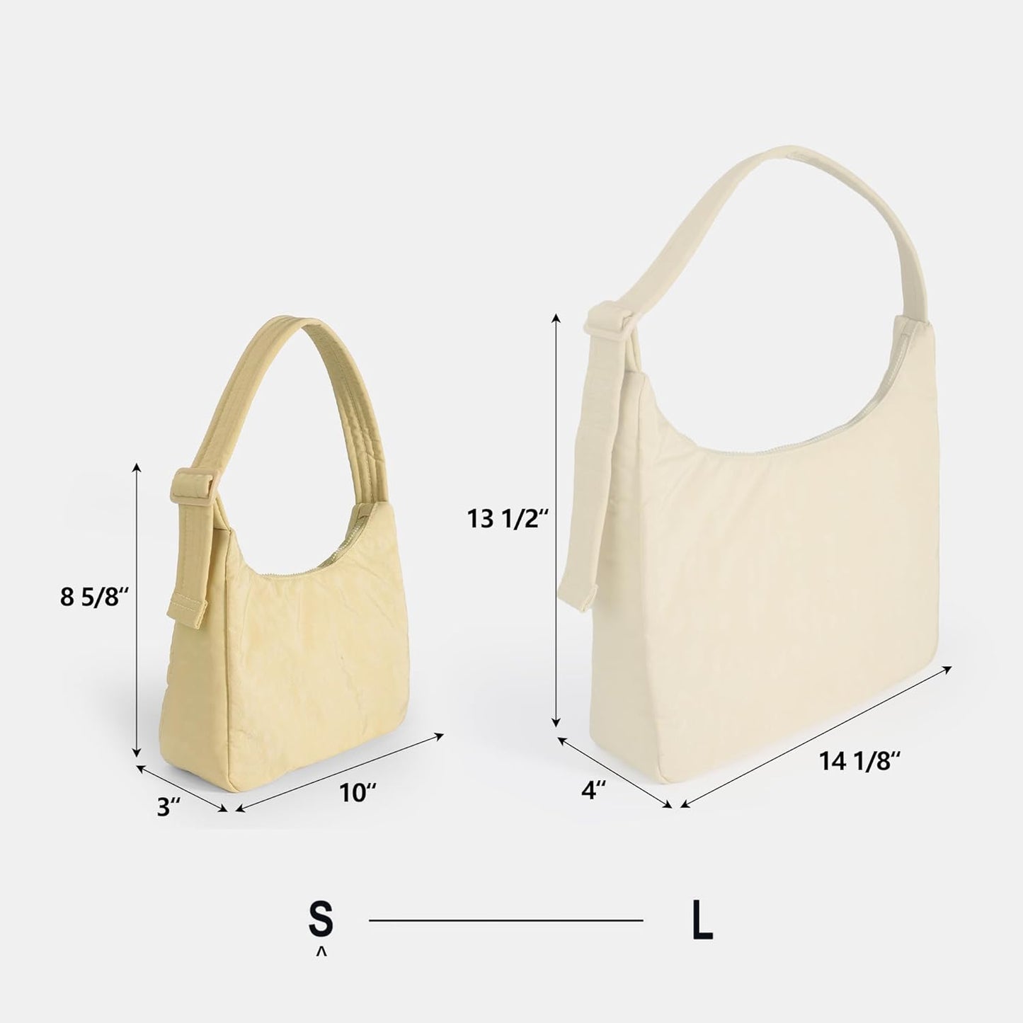 Nylon Shoulder Bag - Adjustable Quilted Strap, Structured Slouchy Design with Interior Zip Pocket