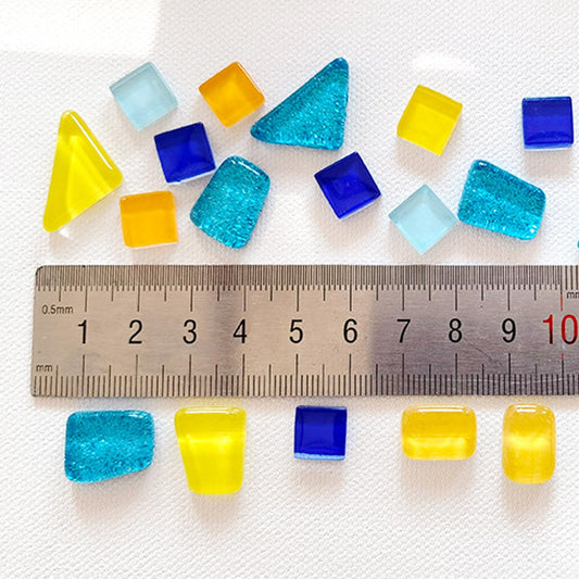 17.6 oz Yellow Color Family Mosaic Tiles – Approx. 0.4 Inch Glitter Crystal Pieces in Irregular Shapes, Perfect for DIY Crafts, Home Decor, Art Projects, Kitchen, and Bathroom