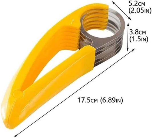 Yellow Food Manual Slicer, Stainless Steel Food Slicer, Banana Strawberry Cucumber Carrot Egg Vegetable Fruit Multifunctional, Handheld Portable Peeling, Grating and Slicing Tools