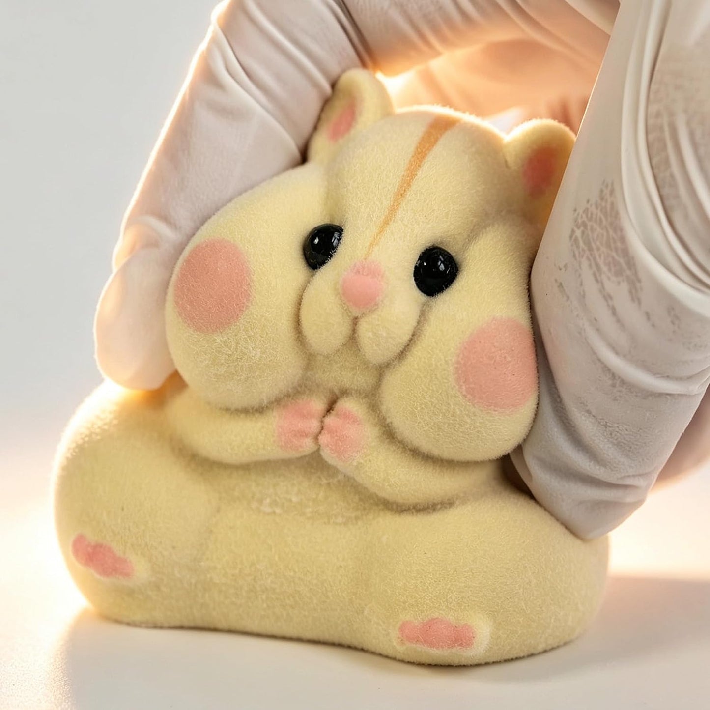 Handmade Taba Squishy Hamster Toy, Cute Squishy Stress Relief Fidget Toy | Soft Non-toxic Silicone Cheese Dumpling Butter Squishy, Fuzzy Animal Sensory Toys for Kids Adults, Yellow