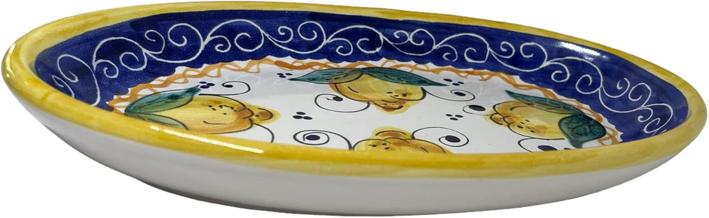 Ceramic Oval Platter Appetizer Plate Oval Tray Decor with Lemons Pottery Made in Italy Italian Decor Gift