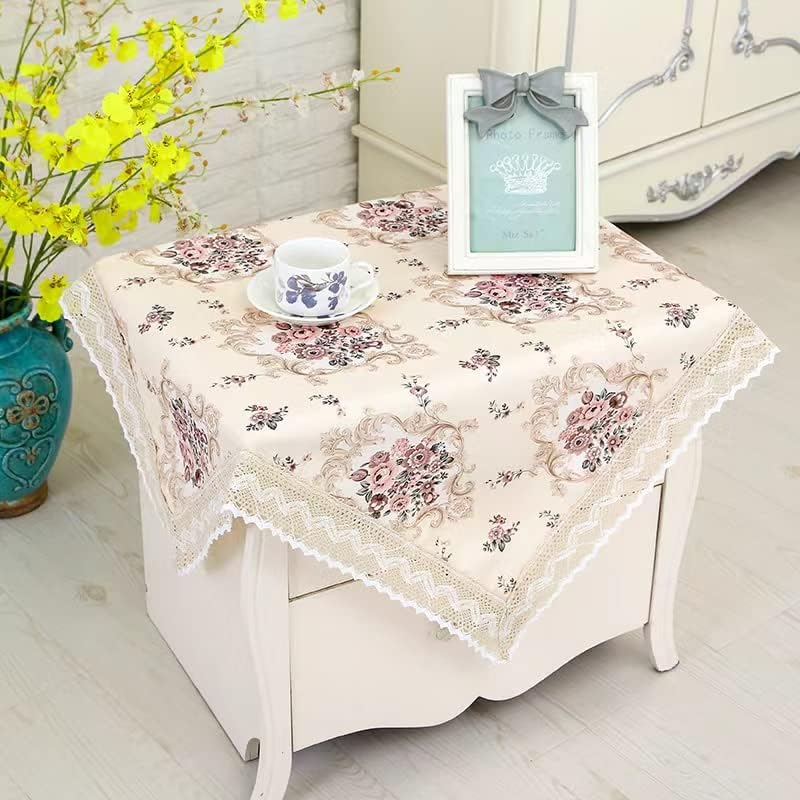 Square Nightstand Tablecloth, Bedside/End Tablecloth - Dustproof, Fits Coffee Table/Printer - Light Yellow, 30 * 30 Inches