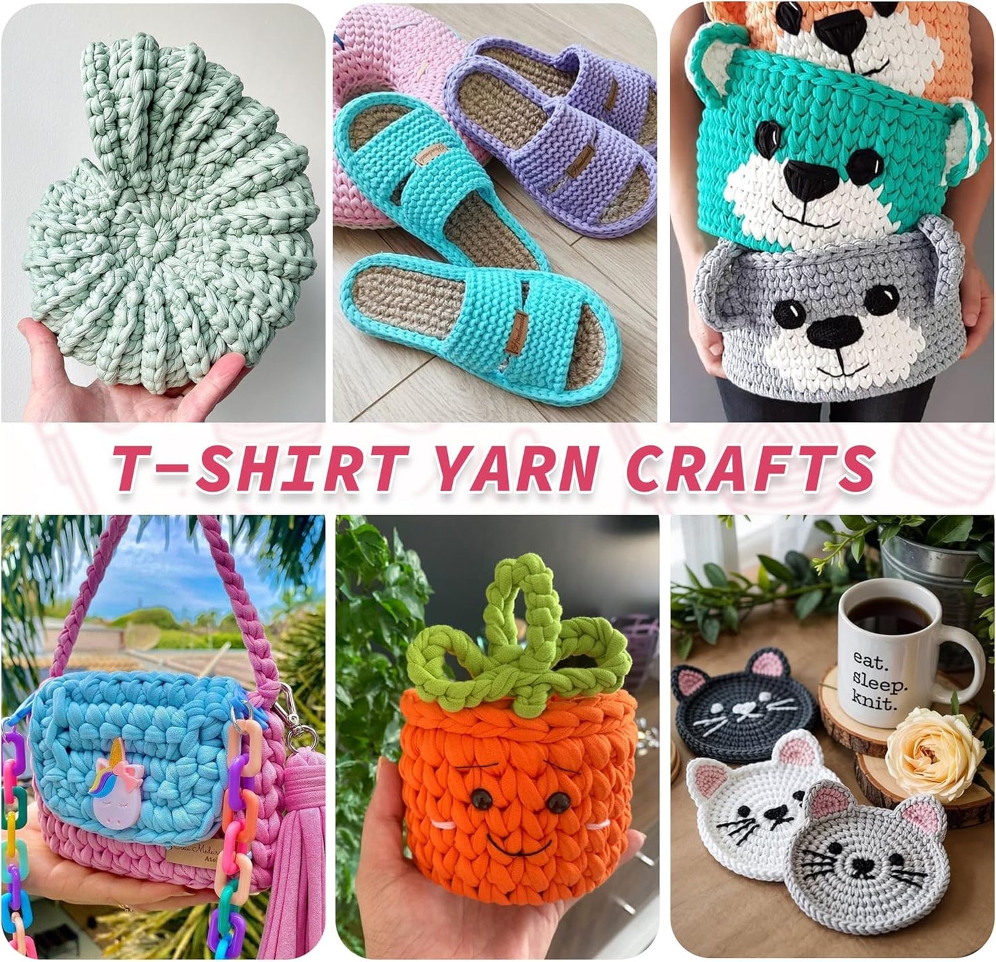 2 Pack T Shirt Yarn for Crocheting, Elastic Tshirt Yarn for Crochet Bag/Baskets/Home Decor 200g*2(Golden Yellow)