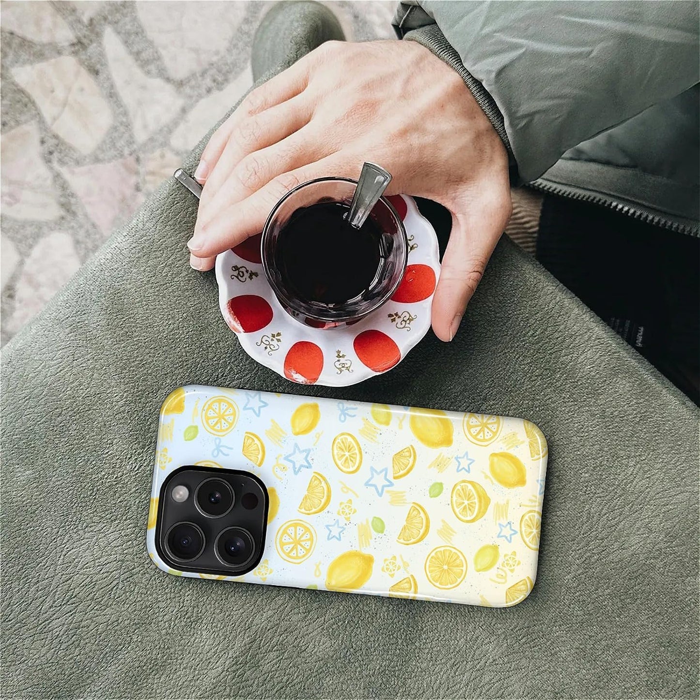 for iPhone 15 Pro Max Case Cute - Dual-Layer Hard Shell + Silicone Cover - Aesthetic Protective Phone Case for Women Girls -Summer Lemon
