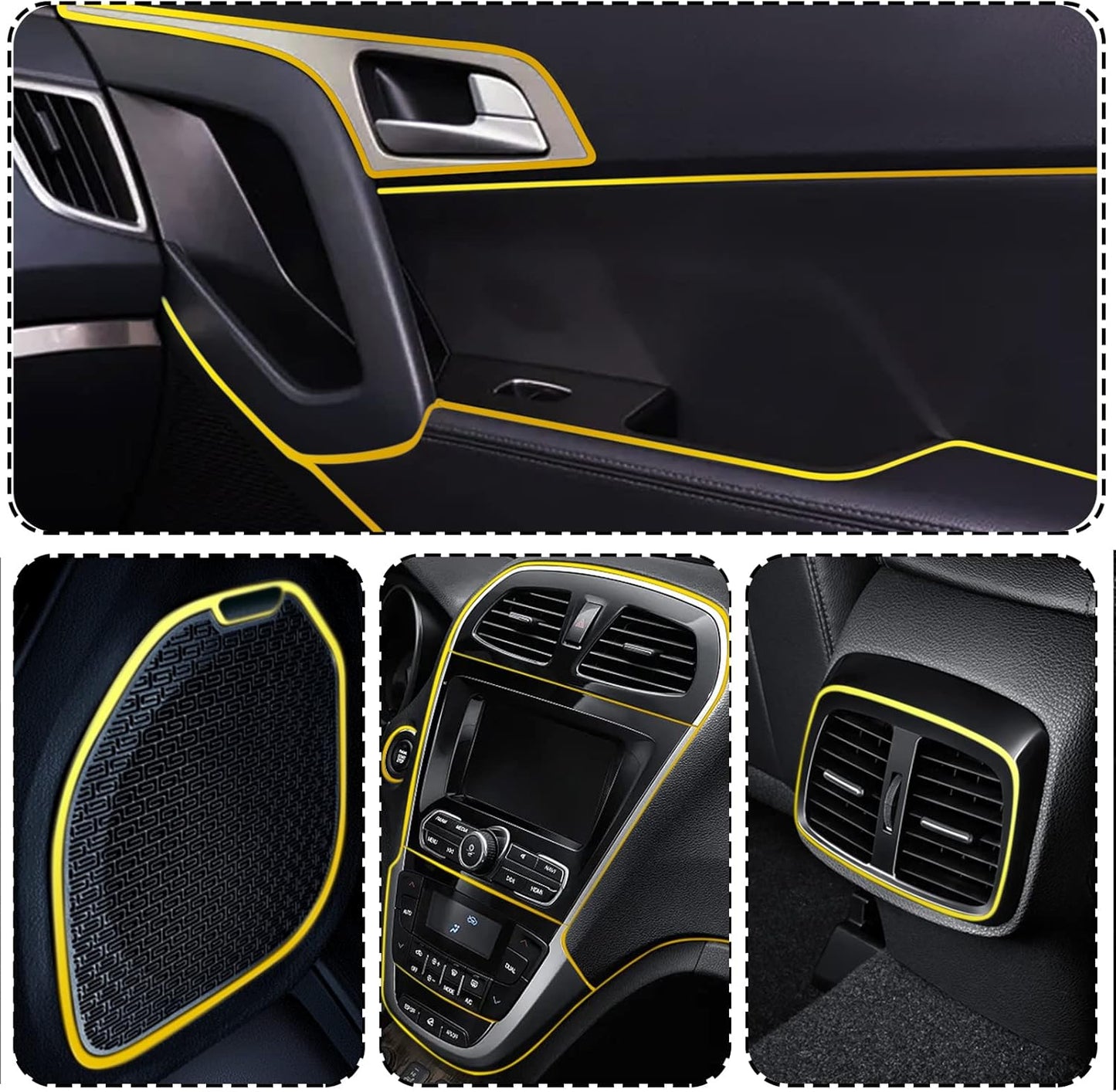 Car Interior Trim Strips,Universal 33ft Car Electroplating Decoration Styling Door Dashboard, Flexible Interior Trim Accessories with Installing Tool(Yellow)