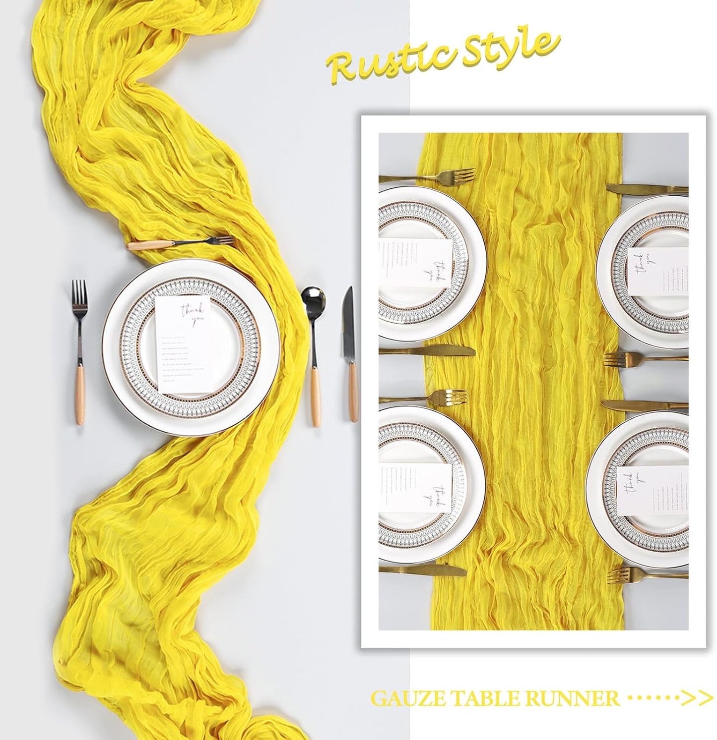 8 Pack Lemon Yellow Cheesecloth Table Runner 10Ft Gauze Cheese Cloth Table Runner 120 Inch Boho Sheer Rustic Fabric for Summer Holiday Party Decor Bridal Baby Shower Wedding Decoration