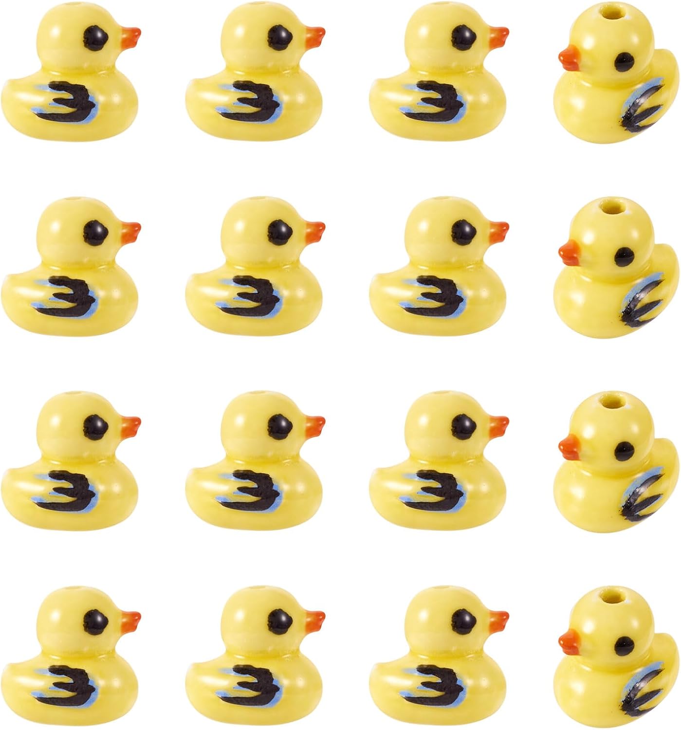20Pcs Handmade Ceramic Beads Yellow Duck Spacer Beads Bright Glazed Porcelain Animal Bead for DIY Jewelry Making Bracelet Earring Necklace Craft Supplies