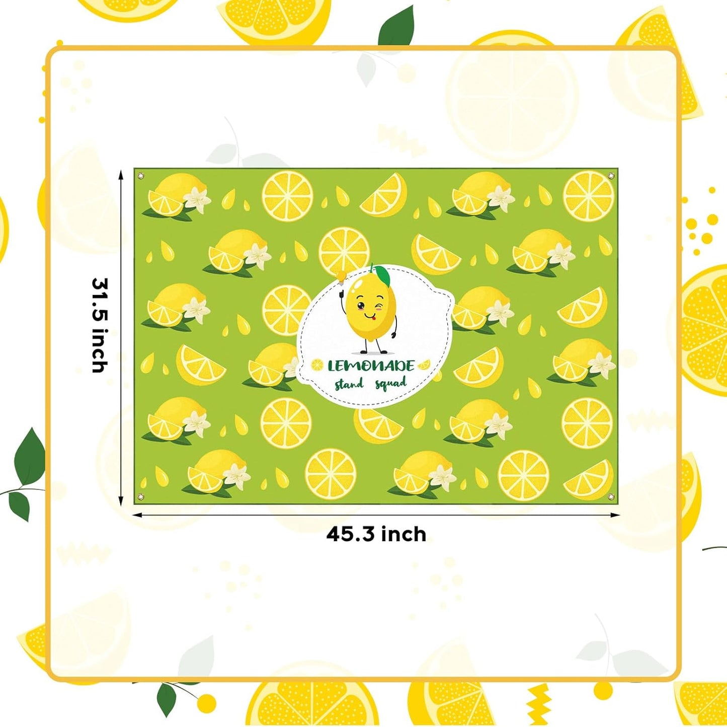 Lemonade Tablecloth 45 x 31 Inch Lemonade Stand Table Cloth with Ribbon Washable Fabric Polyester Rectangle Table Cover for Lemon Party Supplies Summer Beach Party Decorations Yellow