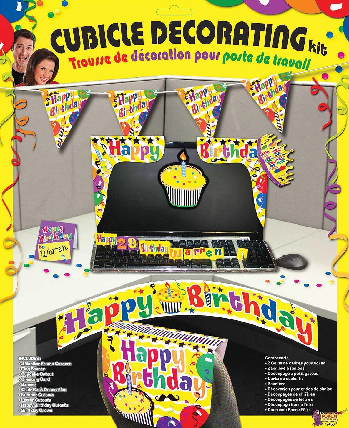 Forum Novelties Office Cubicle Decorating Kit, Yellow Birthday
