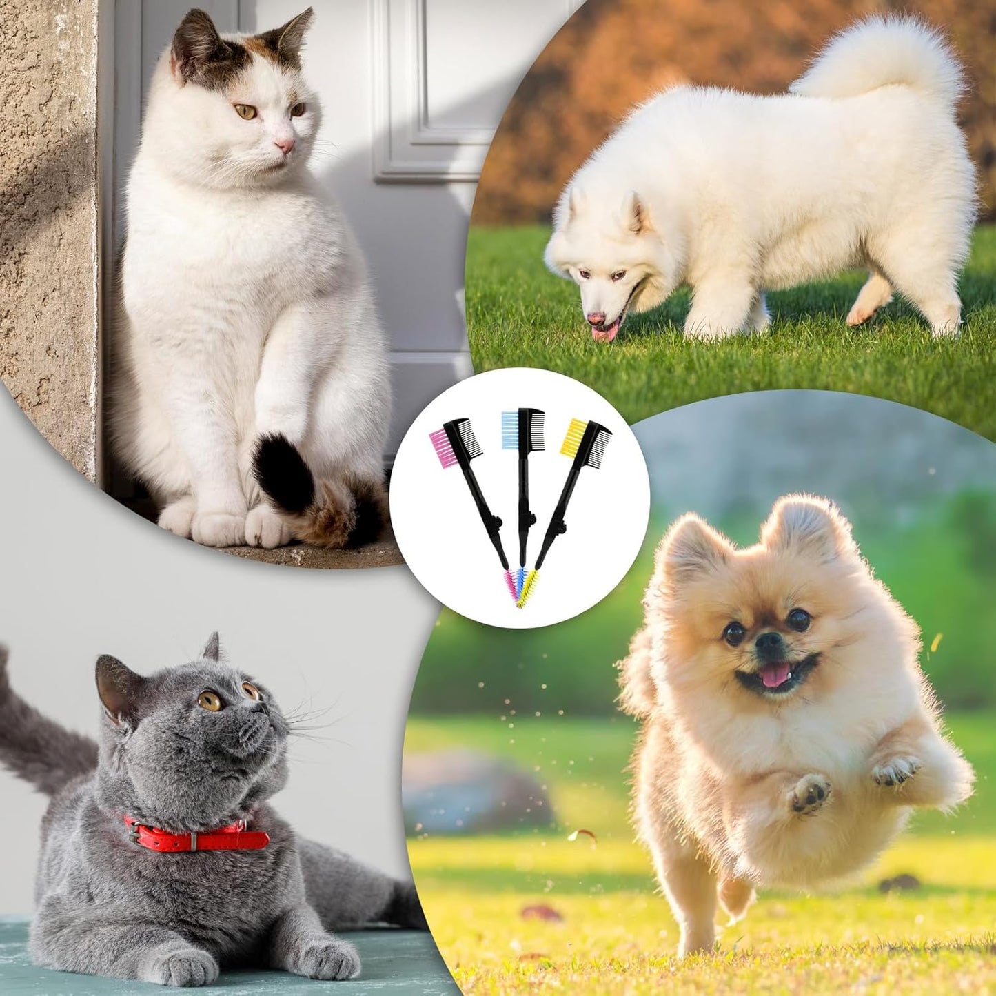 3 Pcs Eye and Tear Stain Grooming Combs - Removing Crust, Mucus, and Fleas for Pets