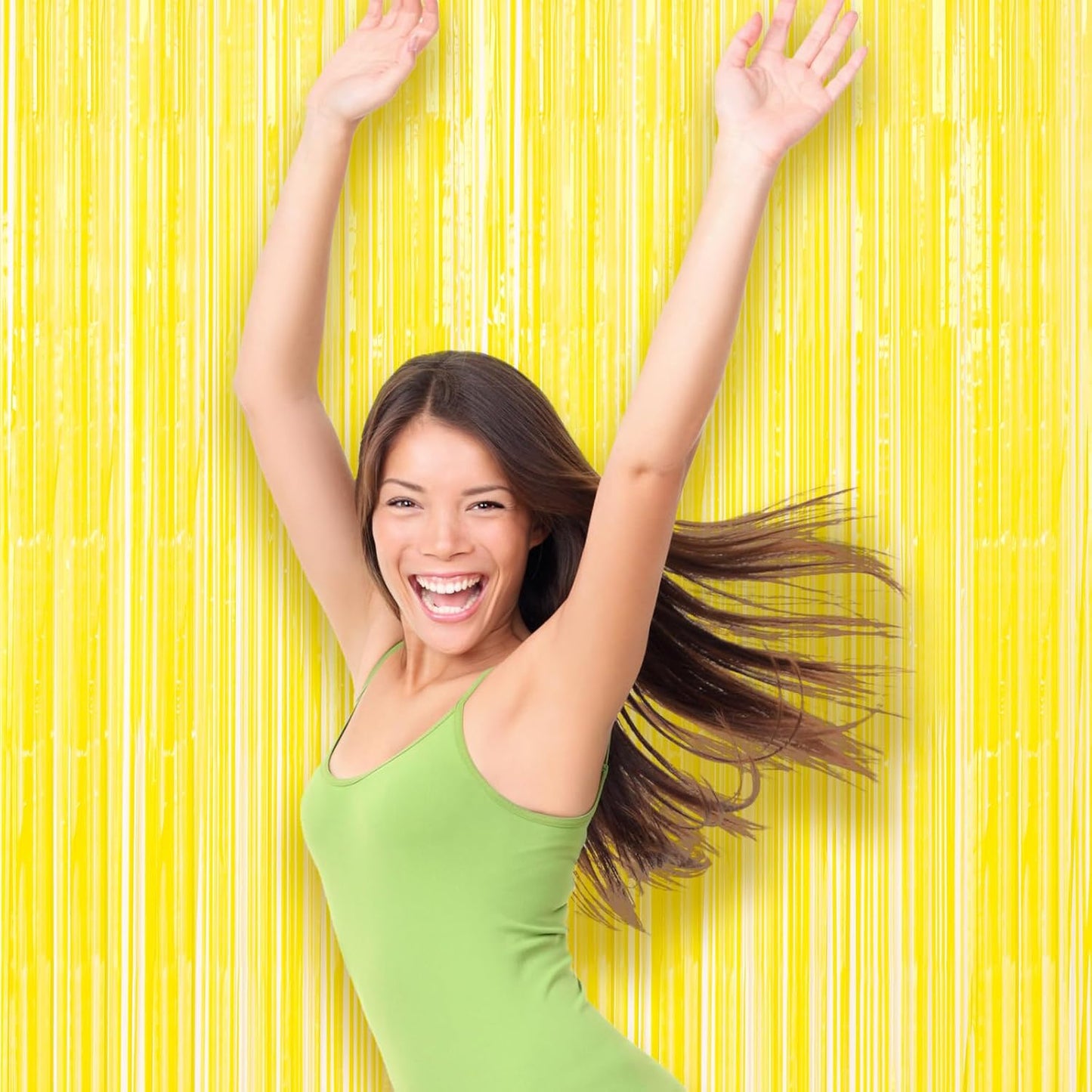 Pastel Yellow Foil Fringe Backdrop Curtains,3.3x8.2ft, 3 Pack | Tinsel Streamers, Door Shimmer, For Baby Shower, Birthday Party Decorations, Graduations