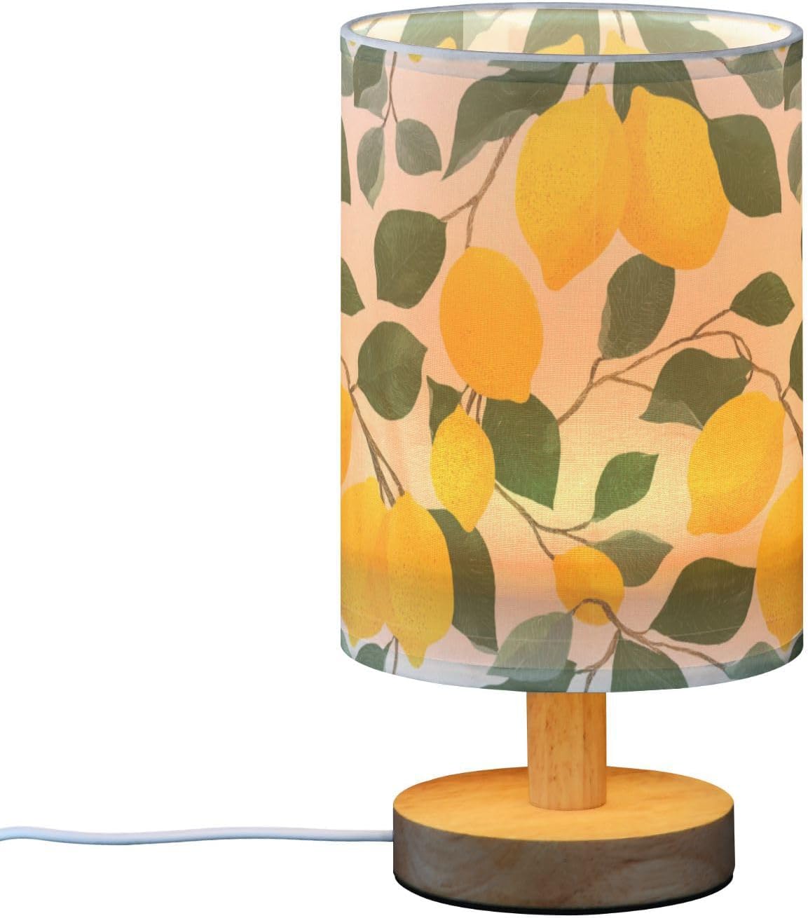 Bedside Table Lamp Lemon Yellow Citrus Fruits (85) Kids Nightstand Lamp Night Light Fabric Shade for Bedroom Living Room Home Office