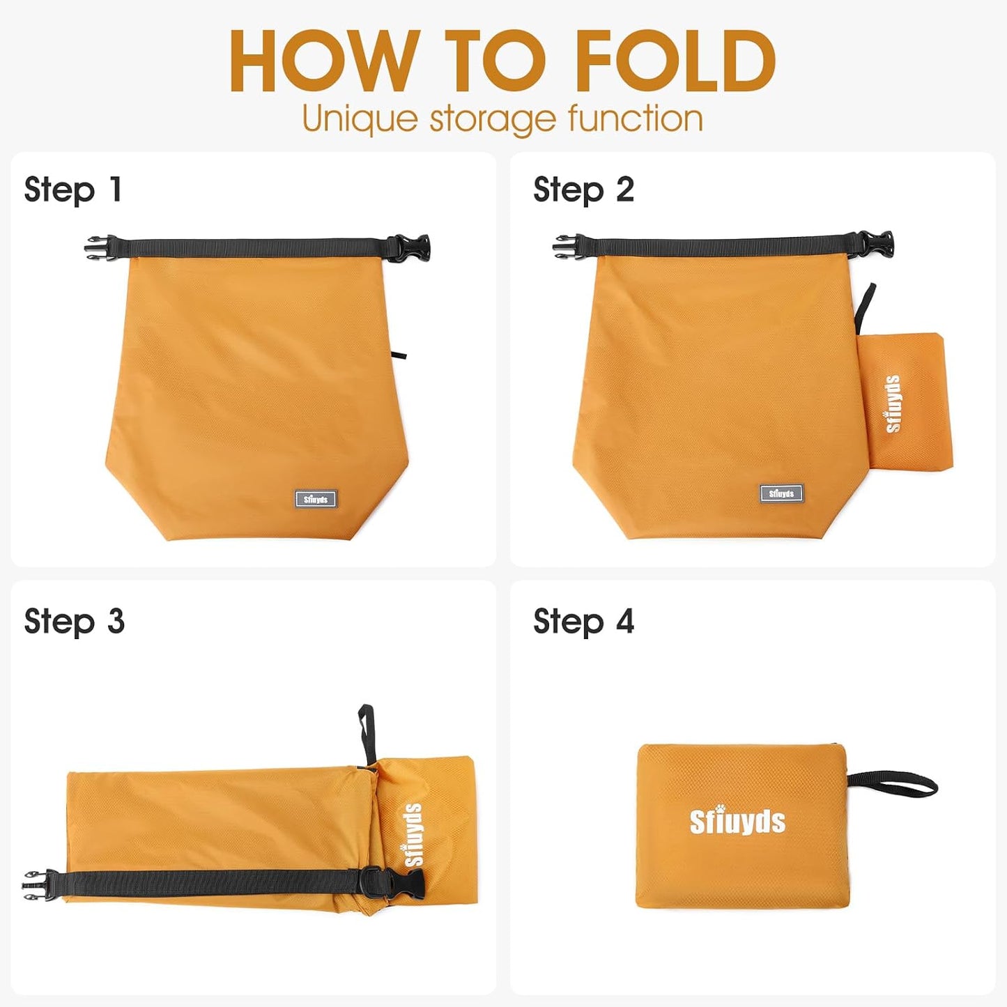 Dog Food Travel Bag 2PCS Collapsible Dog Travel Bowls dog food storage container 20L (Yellow, Large)