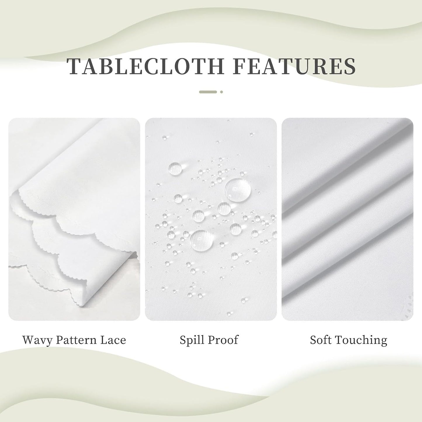 Yellow Lemon & Floral Round Tablecloth 60 Inch,Wavy Lace Edge Waterproof Table Cover Spill Proof Wrinkle Resistant Dining Table Cover for Kitchen Party Wedding Decor