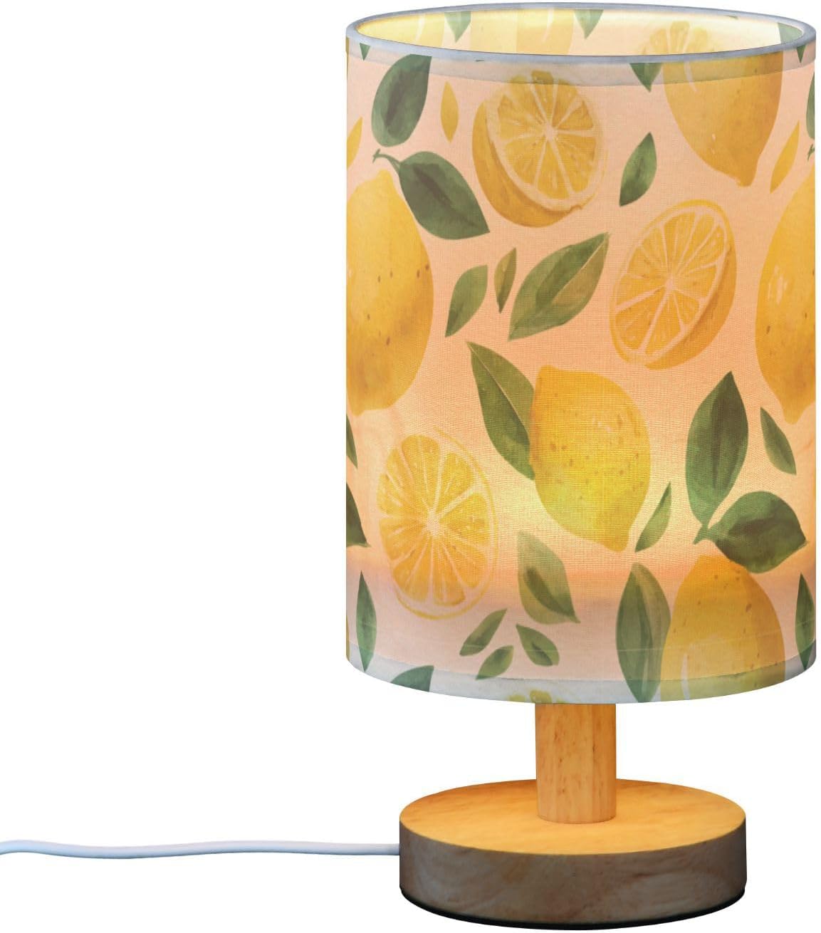 Bedside Table Lamp Lemon Yellow Citrus Fruits (55) Kids Nightstand Lamp Night Light Fabric Shade for Bedroom Living Room Home Office