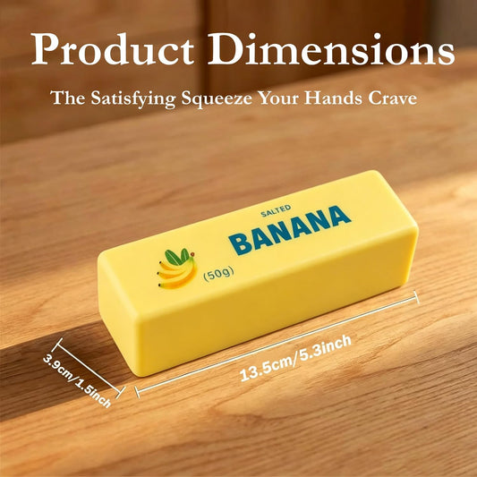 Yellow Banana Butter Squishy 2 Pack Soft Squeeze Toys, Stress Relief Fidget | Slow Rebound Butter Sensory Fidget Toy, Party Favors Birthday Gifts, Adults Office Desk Toys, 2Pcs Butters Stick