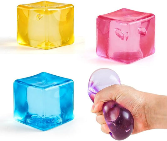 Stress Cube Sensory Squeeze Toy Super Solid Squish Squishy Cube Ice Square Stress Balls for Adults, Fidget Toy for Anxiety Relief, Squishy Balls for Classroom Prizes Party Favors-Yellow