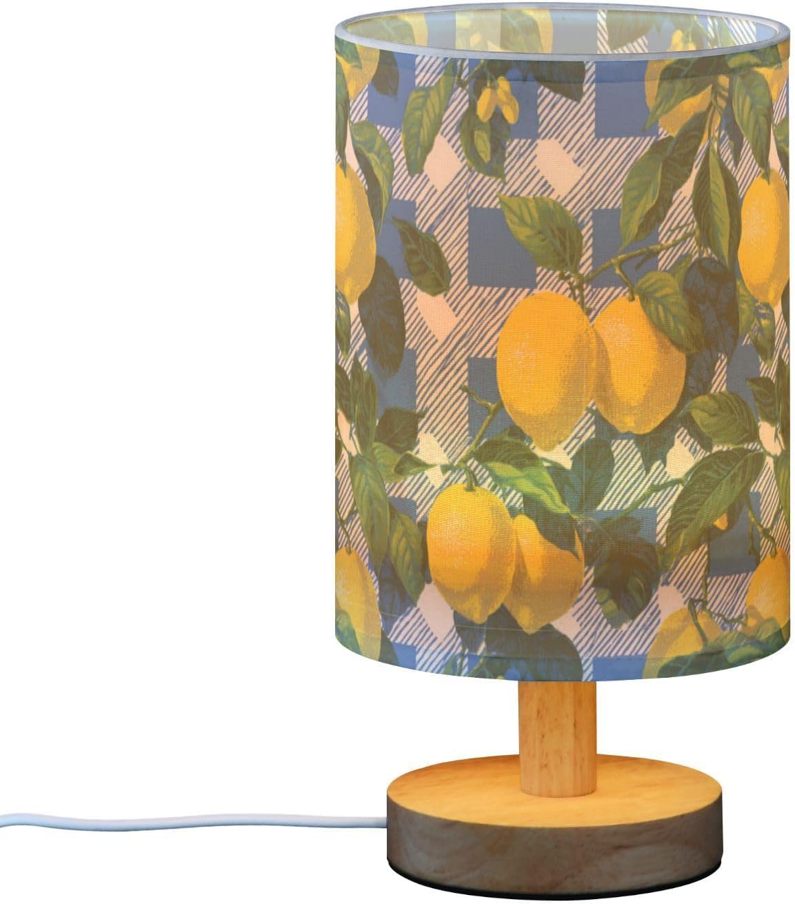 Bedside Table Lamp Lemon Yellow Citrus Fruits (34) Kids Nightstand Lamp Night Light Fabric Shade for Bedroom Living Room Home Office