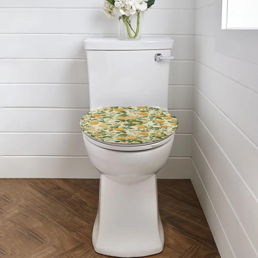 Lemon Toilet Lid Cover Yellow 1 Pcs Toilet Seat Lid Covers Decorative Round Elongated Toilet Lid Protector Covers