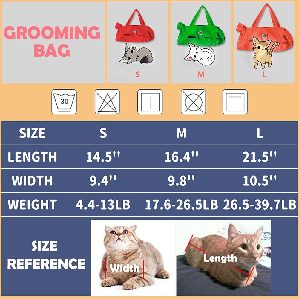 Cat’s Restraint Bag for Claw Care Nail Trimming Anti-Scratching Grooming Bag for Cats Medical Examination(Yellow-m)