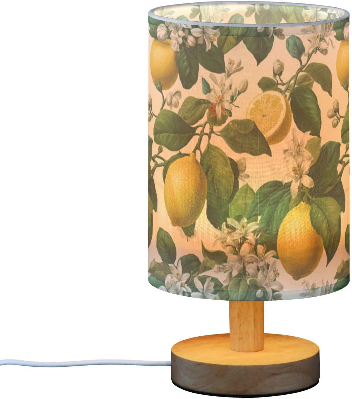 Bedside Table Lamp Lemon Yellow Citrus Fruits (110) Kids Nightstand Lamp Night Light Fabric Shade for Bedroom Living Room Home Office