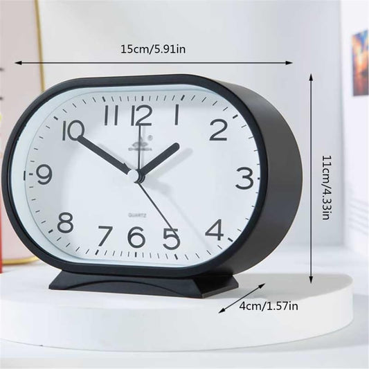 Tabletop Oval Home Analog Alarm Clock Battery Operated for Office Living Room Bedroom Kitchen School Bedside Desk Multifunctional Travel(Yellow)