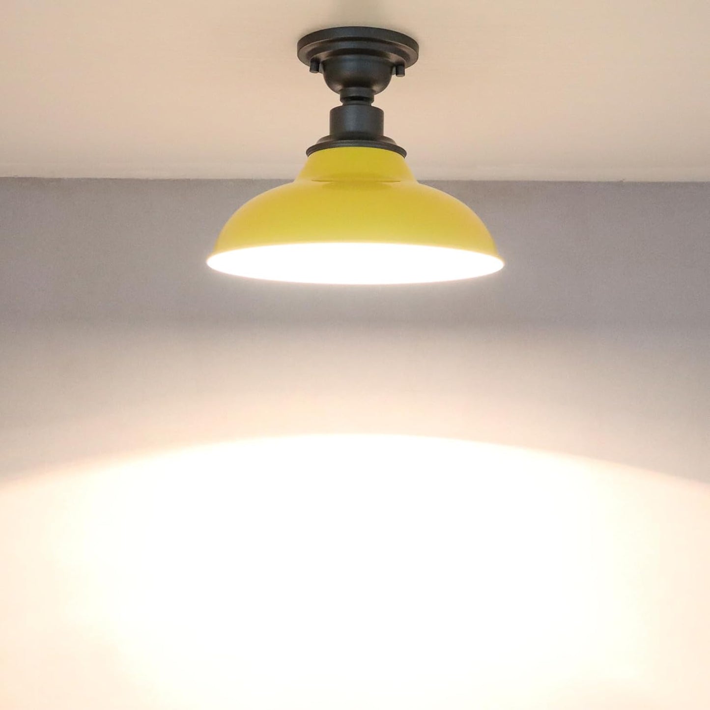 Macaron Semi Flush Mount Barn Ceiling Light | 12-Inch Nodic Hallway Light Fixtures Farmhouse Bronze and Yellow Ceiling Lamp for Bedroom Entryway Staircase Kitchen