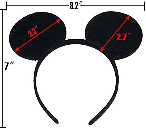 24Pcs Mouse Costume Deluxe Fabric Ears Headband Polka Dots Bow Hairs Accessories Headwear Party Favors Decorations