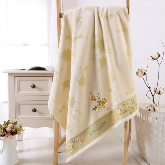 3 Piece Premium Bath Towel Set (Flowers), 1 Bath Towel 1 Hand Towel 1 Washcloth, Quick-Drying, 100% CottonοΌOeko-TEX Certified (Yellow)