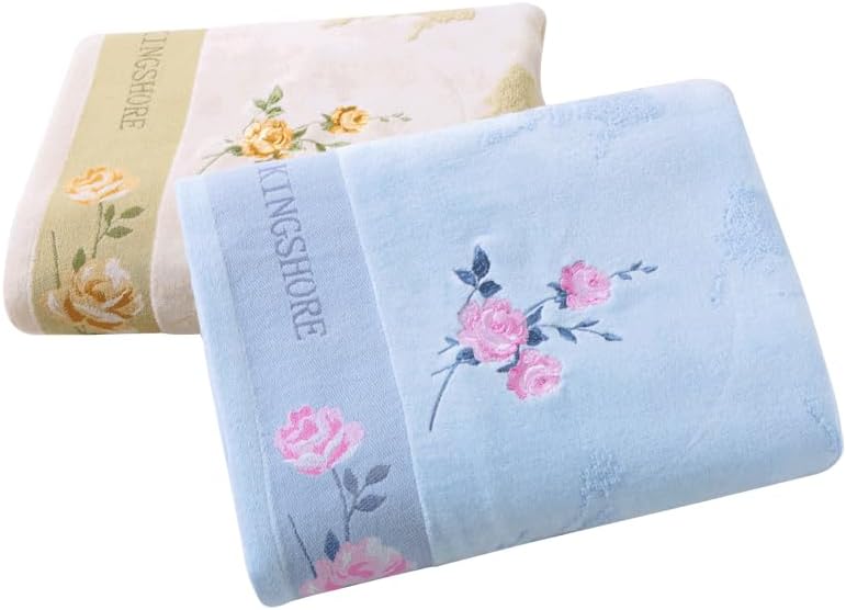 3 Piece Premium Bath Towel Set (Flowers), 1 Bath Towel 1 Hand Towel 1 Washcloth, Quick-Drying, 100% Cotton,Oeko-TEX Certified (Yellow)