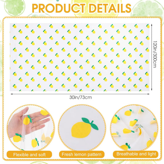 8 Pcs Tulle Table Runner 30 x 120 Inch Tulle Lace Cloth Rectangle Fruit Table Cover for Summer Birthday Baby Shower Wedding Party Home Kitchen Decor(Lemon)