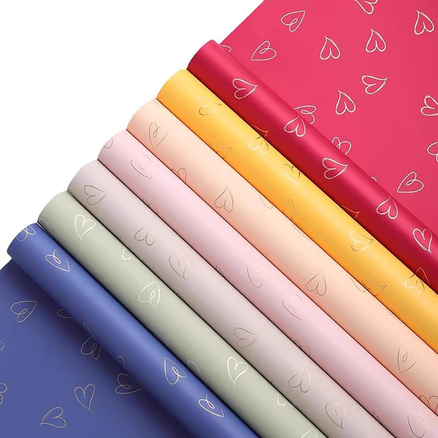 20 Sheet Solid Color Heart Wrapping Paper - Waterproof Floral Bouquet Wrapping Paper, Florist Supplies Packaging Paper for Wedding Birthday Gift Wrap Paper (Yellow Gold)