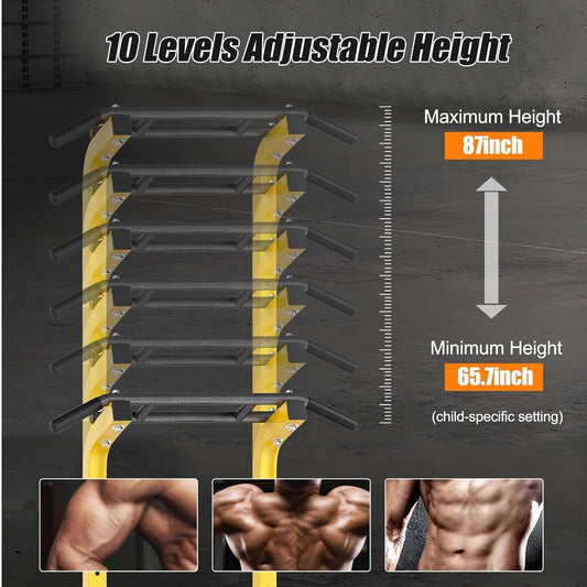 Power Tower Pull Up Bar Dip Station, All in One Free Standing Pull Up Bar for Home Gym with 7-Level Height Adjustable, Multi-Function Power Racks Strength Training Equipment, 330 lbs Capacity
