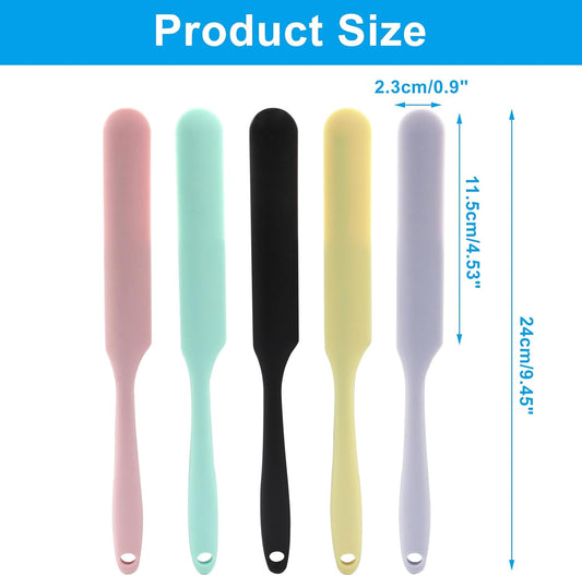 5pcs Silica Gel Jar Scraper Spatulas, 9.45 Inch, Light Green/Light Pink/Light Purple/Light Yellow/Dark Brown