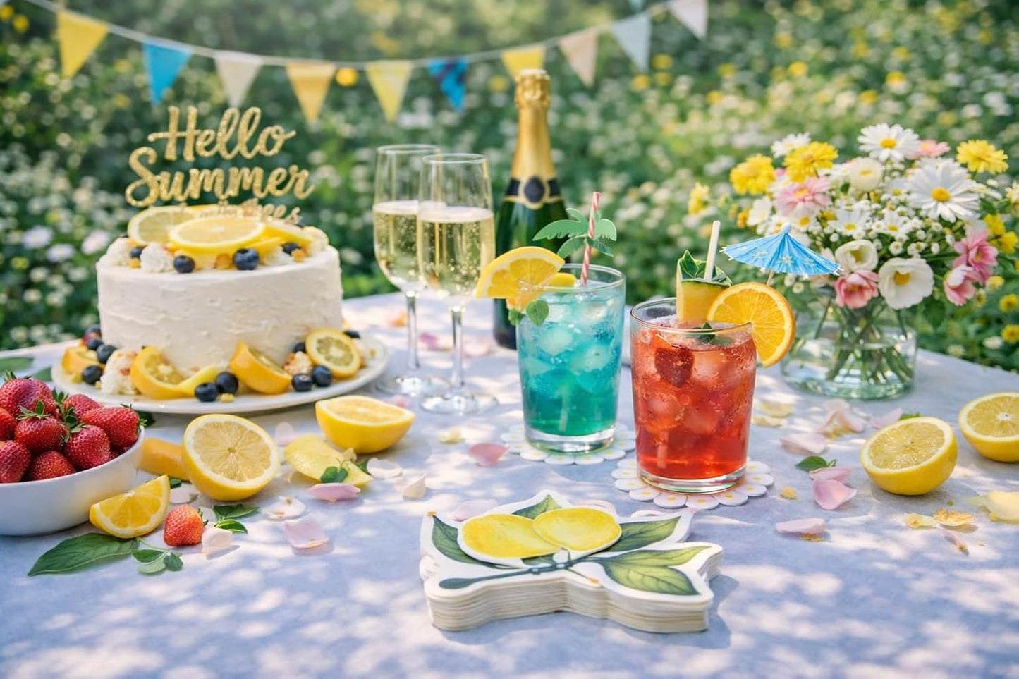 50ct 3-Ply Yellow Cocktail Napkins – Fun Lemon Shaped Party Paper Napkins Perfect for Summer Parties, Birthday, Garden, or Picnic Decorations, Disposable Paper Napkins