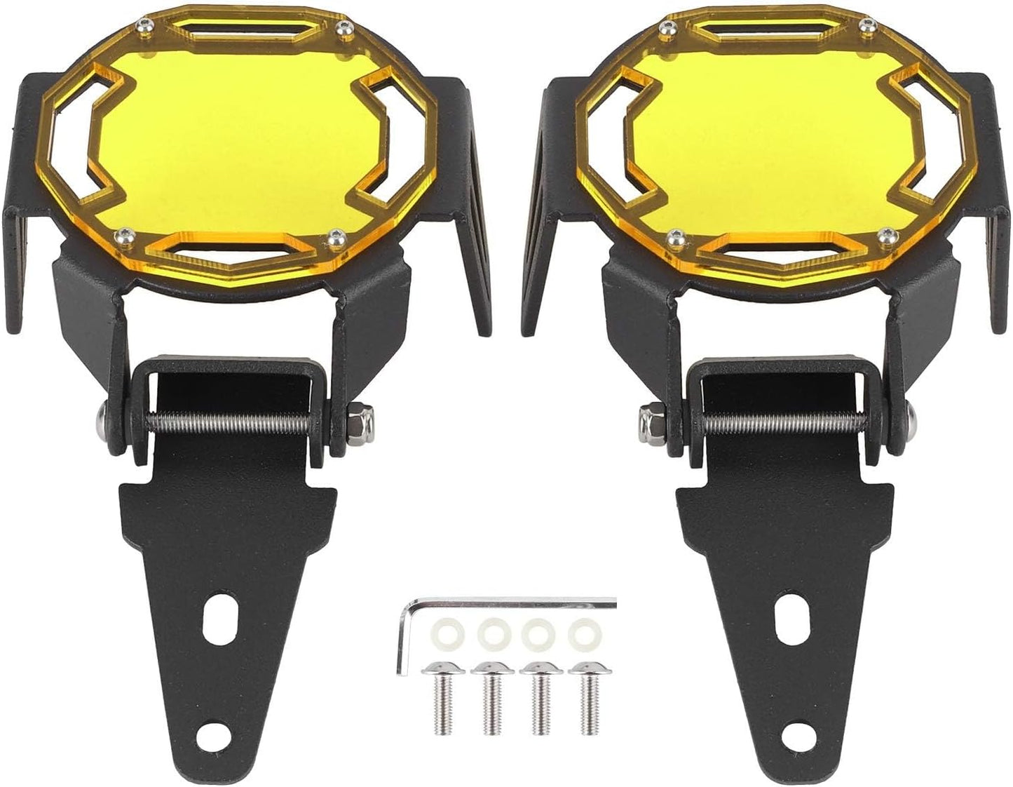 Fog Light Cover, Aluminum Motocycle Fog Light Guard Protective Cover LED Lamp Protector Fit for R1200GS/R1250GS LC(Yellow)
