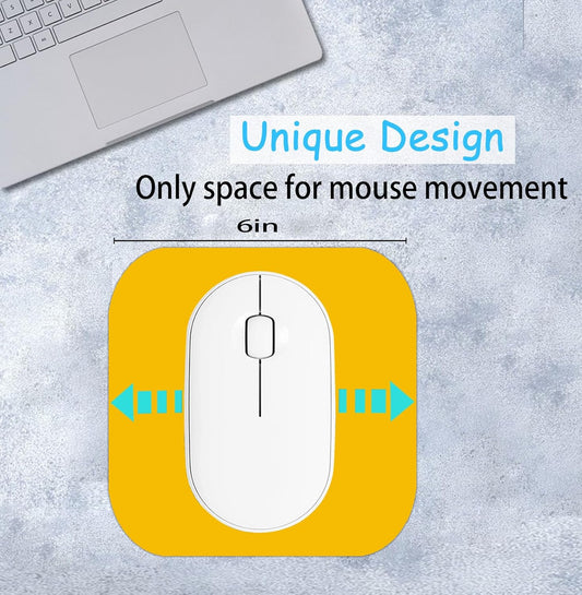 Mini Mouse Pad, 6x6 Inches, Waterproof Non-Slip Rubber Base, for Laptop, Keyboard Tray, Wireless Mouse, Home, Office, Travel (Yellow)