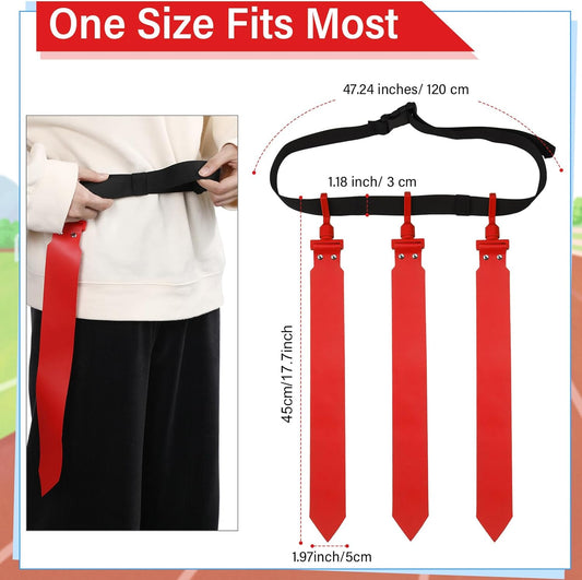 10/12 Players Flag Football Belts and Flags Adjustable Football Belts for Kids Teens Adults Team Training Sport Event
