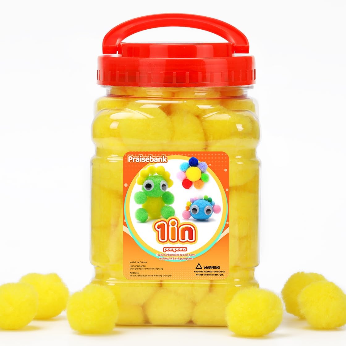 Yellow Pom Poms, 1inch/2.5cm, Pompom Balls for Arts & Crafts, Soft and Fluffy Craft Pompoms, Party & Festival Decorations, 150pcs .