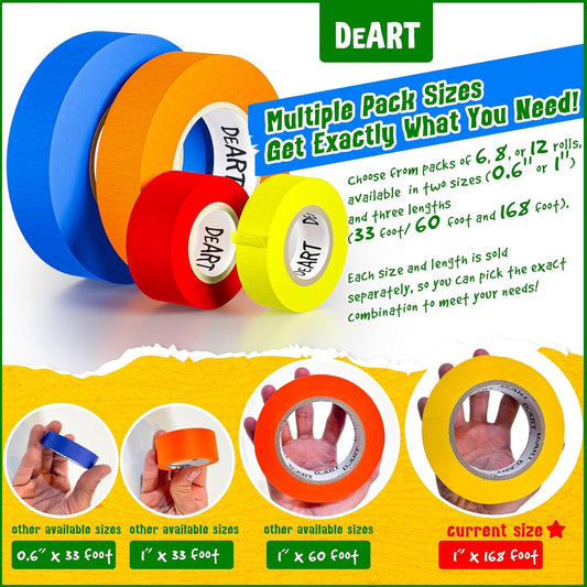 Colored Masking Painters Labeling Tape Masking Tape 1 inch Color Painter Tapes for Arts & Crafts Labeling or Coding, Art Supplies Color Tape Rolls, Colorful Craft Tapes