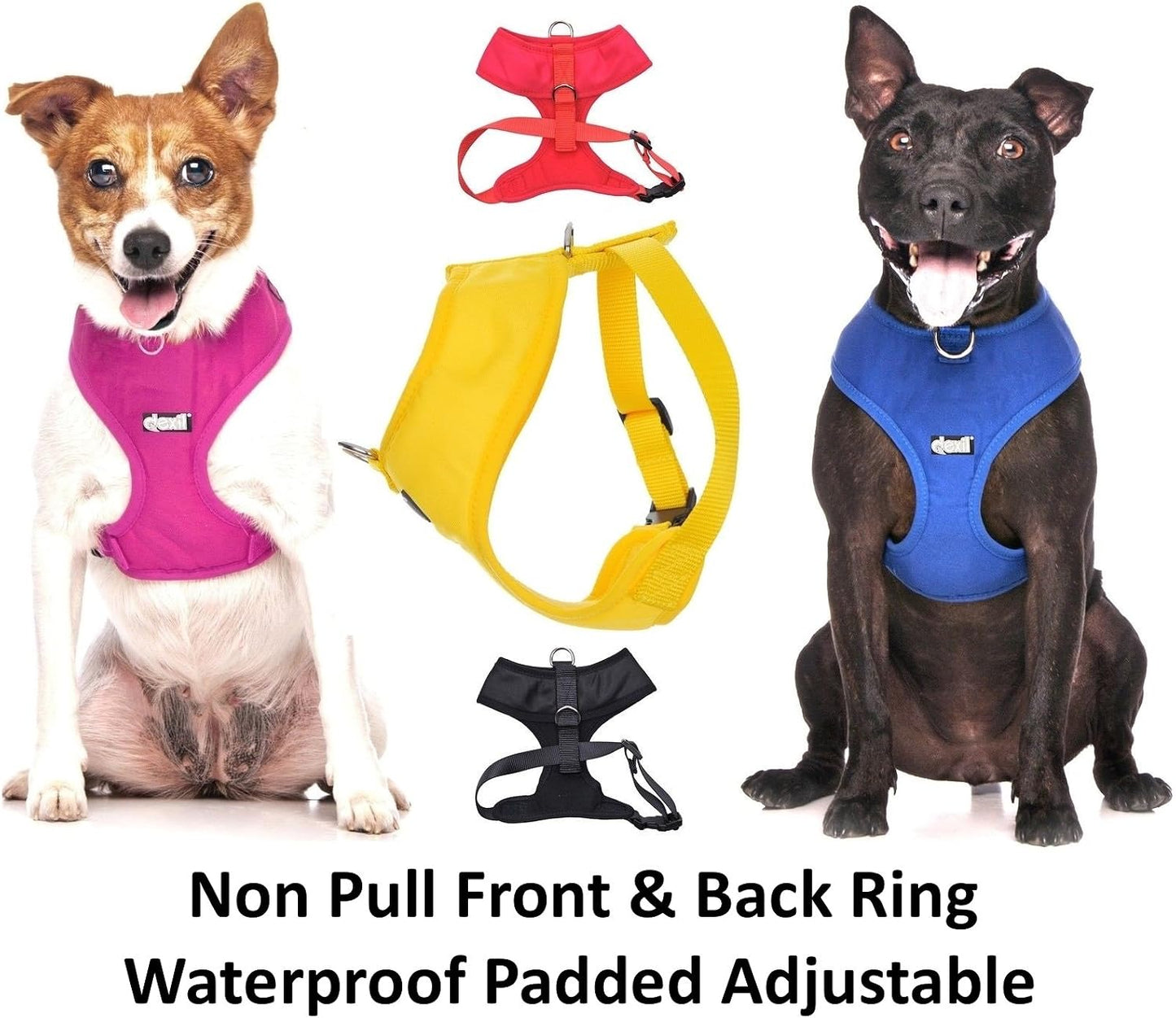 Limited Adopt ME Yellow Color Coded Non-Pull Front and Back D Ring Padded and Waterproof Vest Dog Harness Donate to Your Local Charity (XS)