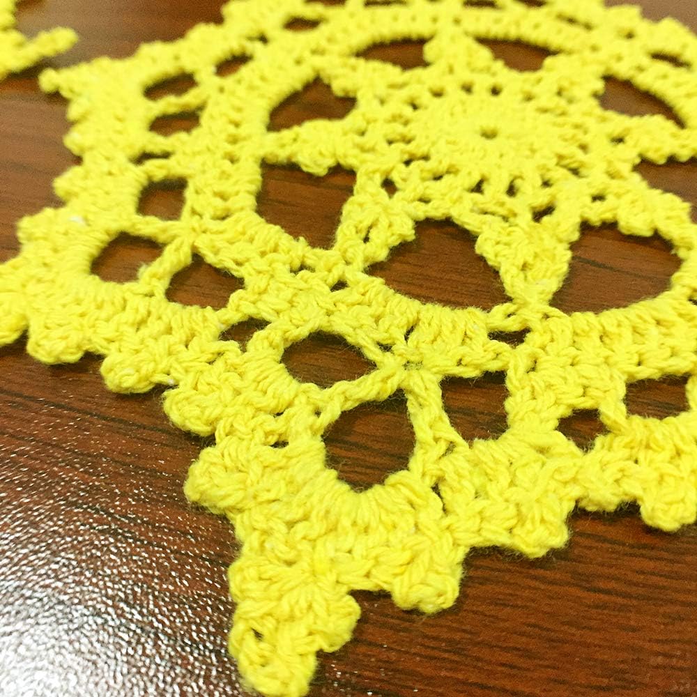 Embroidered Crochet Doilies Coasters Sets Table Centerpieces for Dining Room 4pcs/Set Yellow Lace Doilies