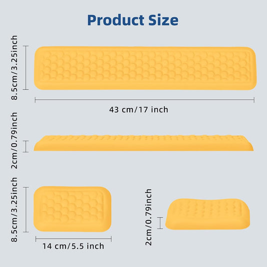 Leather Wrist Rest for Keyboard and Mouse, Comfort Memory Foam Wrist Rest with Non-Slip PU Base, Ergonomic Keyboard Wrist Support for Typing Pain Relief, Protect Hand and Arm (Yellow)