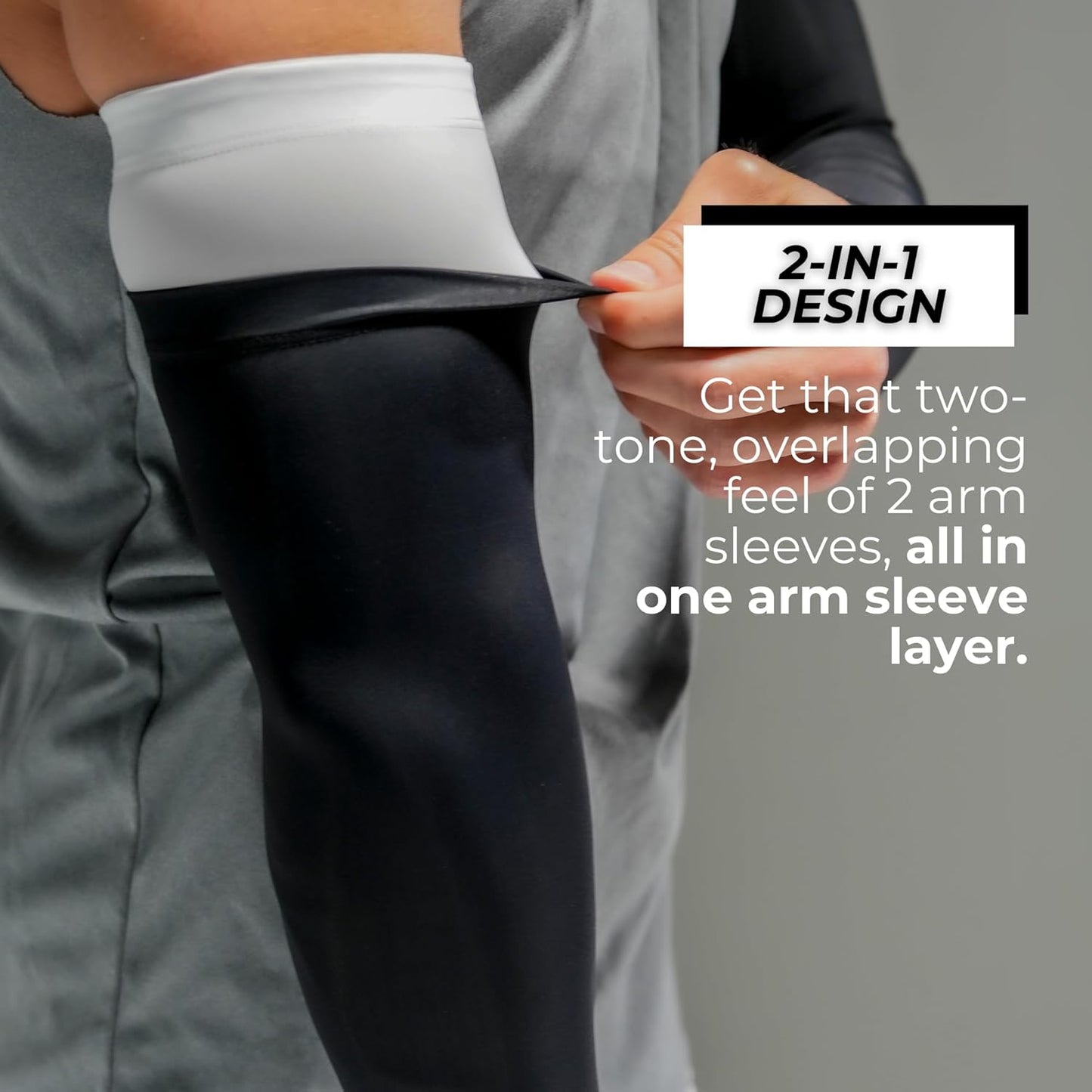 KUTFTBL Two-Tone Overlapping Football Arm Sleeves 2-in-1, Compression Support, Moisture-Wicking Fabric, Non-Visible Branding