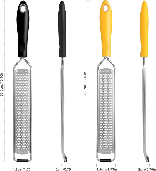 Premium Lemon Zester Grater,Stainless Steel (Black+Yellow) | For Parmesan Cheese, Lemon, Ginger, Garlic, Nutmeg, Chocolate; Sharp Blade, Dishwasher Safe, Multi-use Kitchen Tool